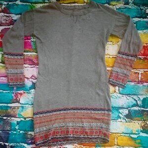 Gray Patterned Women's Sweater Mini Dress